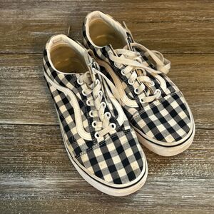 Vans Lace Up Canvas Shoes Womens 7.5 Black/White Checkered Classic Sneakers